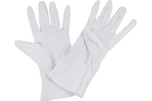 MEDI-INN 12 Paires Gants de Coton en Jersey Blanc Blanchi - blanc, blanc, large Taille 10-11