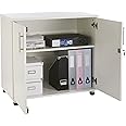 MMT Storage Cupboard Unit White 2 Door Filing Cabinet with Lock - 80cm Wide for Office, Kitchen, Garage, Utlily Room - Lockable Storage Cupboard with 1 Adjustable Shelf
