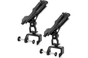 byhsports Rutenhalter Doppelpack, Fischerboot/Boot Ruten-Halter 360 Grad Verstellbarer großer Klemmöffnung, Angelrutenhalter für Angelboot, Fischerboot, Boot