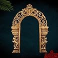 Bhunes Brass Prabhavali Arch Frame with Dual Yali – Wall Hanging Temple Backdrop | Traditional Prabhawali for Deity | Home Mandir Decor | Prabhaval for God Idol, Gold, 13 Inch, 1 Piece