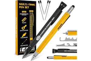 YZZAOO GGISUI Regalo Uomo, 2 Pezzi 14 in 1 Penna Multifunzione e 6 in 1 Penna Multiuso, Idee Regalo Uomo Natale, Regali Uomo Gadget Utili, Penna Uomo Regalo per Lui, Papà, Collega