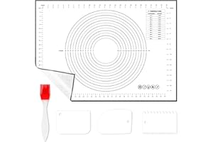 WECUTE Tapete de Silicona para Hornear, 70 * 50 CM Tapete De Silicona Libre De Bpa, Resistente al Calor, Fácil de Limpiar, Tapete Silicona Reposteria, Hornear (3pcs Raspador 1 Cepillar)