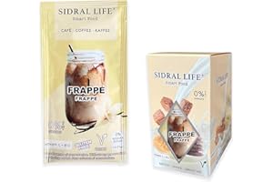 Bebida de Café FRAPPÉ 15 u. - Sidral Life - Café instantáneo 700 ml. - Saborizantes Sin Azucar - 0% Grasas - Vitamina C, B12-15 sobres, Saborizante para Leche o Agua