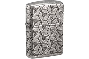 ZIPPO Armor Case Silver Plate Geometric Pattern 60006120 8seitig tiefengraviert Feuerzeug Benzin Lighter