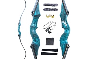 OBTOUTDOOR Black Hunter Takedown Recurve Bows for Adults Archery Bow Set 60" 20-60 lbs Right Hand Wooden Riser with Arm Guard and Finger Guard for Outdoor Training Competition