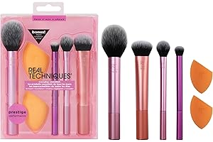 REAL TECHNIQUES Everday Essentials Makeup Brushes and Sponge, Purple, 6 pcs