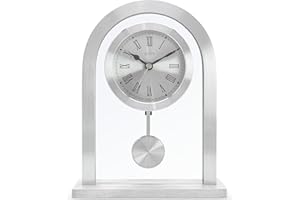 Acctim 36757 Bathgate Glass Pendulum Mantel Clock, Silver