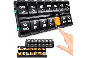 ‎YAKLIM Tablettenbox 7 Tage, Pillendose 2 mal Am Tag, Am Pm Medikamentenbox 14 Fächer mit Scharnierdeckel-Design,Tabletten Organizer für Fischöl/Nahrungsergänzungsmittel