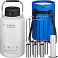 VEVOR 3L Liquid Nitrogen Container Cryogenic Container LN2 Tank Dewar with Straps 6pcs Canisters for Lab