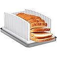 SPNOR Bread Slicer for Homemade Bread, Bread Slicing Guide Adjustable Width, Foldable and Compact Cutting Guide with Crumb Tray, Suitability for Homemade Bread, Bagels, Cakes