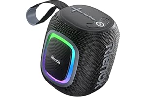RIENOK Głośnik Bluetooth Bezprzewodowy Kompaktowy Wodoodporny Mini Głośnik z Oświetleniem Radio FM 15 Godzin Odtwarzania Bluetooth 5.3 Karta TF Odtwarzanie USB Czarny