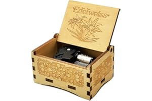 Micteney Edelweiss music box,Wooden Music box playing edelweiss,Laser Engraved Clockwork Driven,Edelweiss gifts for women/kids (Edelweiss)