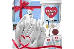 KOKOBOX Familia Manos 3D Kit Molde para Crear una Escultura de Manos de Adultos o de niños con Familiares o Amigos Regalos de San Valentín Ideas Regalos para Madres Papás
