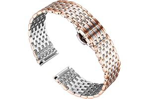 BINLUN Cinturino per Orologio in Acciaio Inossidabile Maglie Ultra Sottili Cinturini Leggero per Orologio Braccialetti di Ricambio Lucidati 12mm/14mm/16mm/18mm/20mm/22mm per Uomo Donna