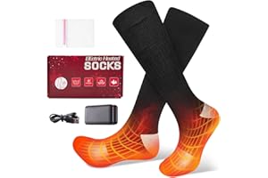 Chaussettes Chauffantes, Ycoiee 4000 mAh Rechargeables Électriques Chaussettes Chauffantes pour Hommes Femmes, Chaussettes Thermiques Électriques avec 3 Niveaux de Température pour Cyclisme Randonnée