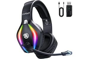 Fachixy FC100 Wireless Gaming Headset With Mic - 2.4GHz & Bluetooth Headphones, 3D Stereo Sound & 50Hrs Battery Life, For PS5, PS4, Mac - Jet Black