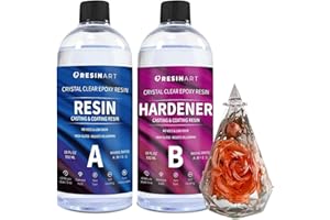 EPRESINART Resine Epoxy Transparente et Durcisseur, 1064ml Non Toxique 1: 1 Kit Resine Epoxy Complet Débutant pour Bijoux Moule Table Créations Artistiques