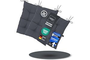 ‎LILENO HOME LILENO HOME 2er Set Stuhlkissen 32 Dunkelgrau (40x40x6 cm) - Sitzkissen für Garten, Küche oder Esszimmer - UV-beständige Indoor u. Outdoor Stuhlauflage als Stuhl-Kissen (Linda FUM)