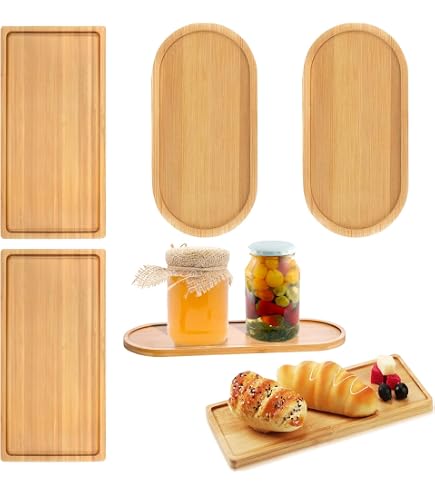 8 Pezzi Vassoio Bambù, Vassoi Portata Legno Mini, Ovale