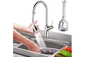 WASYPLSFOI Kitchen Bathroom Sink Faucet Extender Tap Aerator Spray Head Adapter 360° Swivel Water Saving 2 Modes, 1 Pack