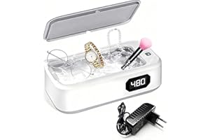 Neoreser Nettoyeur à Ultrasons, 640 ml, avec 5 Réglages du Temps(90/180/280/380/480S), Nettoyant Ultrasonique Adapté pour Lunettes, Bijoux, Montres, Prothèses Dentaires, Pièces de Monnaie, etc.