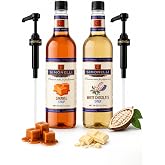 SIMONELLI CHOCOLATE Kahve ve Kokteyl Şurubu Karamel Aromalı + Beyaz &Ccedil;ikolata Aromalı 70 Cl + 2 Adet Pompa