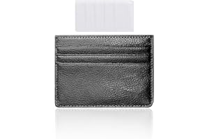 DEEDPF Portfel na karty kredytowe, skórzany portfel blokujący RFID, ultracienki portfel, 6 przegródek na karty i 1 kieszeń z 5 przezroczystymi, matowymi, antymagnetycznymi przegródkami na karty