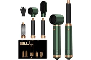 ‎OKWRAP Haarstyler Hairstyler 5 in 1, Hair Styler Set Mit Rundbürstenföhn Haarstyler Warmluftbürste Föhn Lockenstab Luft Thermal Brush Hair Styler Set Für Glätten, Trocknen, Volumen, Locken
