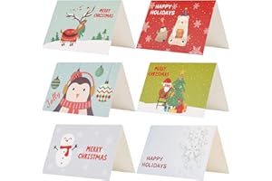 Kesote 24 Piezas de Tarjetas de Navidad de 6 Modelos con Diseños de Flores, 24 Tarjetas de Felicitación + 24 Sobres
