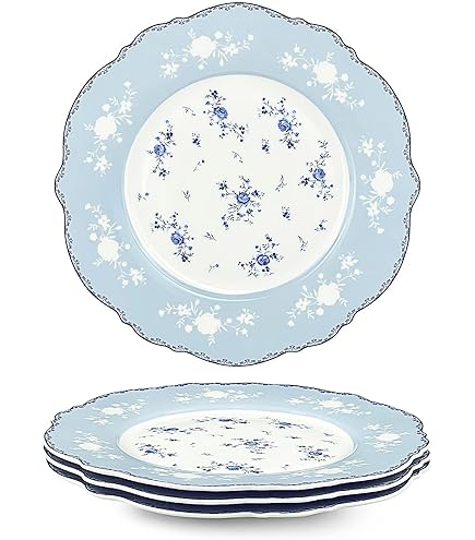 Gracie Bone China Dessert Plates - Pink Sandra's Rose Pattern, Set Of 4 (7.5 Inch) - View #3