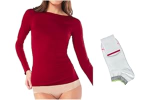 JADEA Maglia Cashmere Manica Lunga, Offerta 1-2 Pezzi + Calze in Omaggio, Scollo a Barca, Sottogiacca Donna