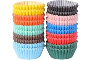 Miss Bakery's House® Mini moules à muffins - papier - Ø 32 mm x 20 mm - couleurs différentes - 500 pièces - pâtisserie - confiserie - caissettes pour cupcakes et sucreries - petits fours