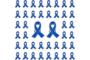 WANDIC 50 PCS Pins Épingles à Ruban Bleu pour la Sensibilisation au Cancer du Colon Broches en Métal Accessoire Decoration pour Homme ou Femme Activités Sociales