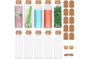 EKKOVLA 10 Pack Mini Glass Bottles with Cork Lids- 17 ml Small Jars with Cork Stoppers- 22mm x 70mm Empty Spell Jars for DIY Crafts Decoration Wedding Wish Jewelry Party Favors Storage Accessories