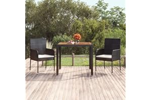 puraday Mesa de jardín Superficie de Madera ratán PE Negro 90x90x75 cm Mesas De Patio Mesa De Comedor Mesa Terraza Mesa Jardin Exterior Mesa De Balcón Mesa Exterior Estilo Moderno Estable Duradero