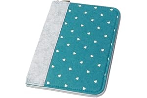 LUXDAG Mom's Organizador para cartilla de embarazo y cuaderno de médico de fieltro con cierre de cremallera con corazones y parche (color a elegir), funda A5 como funda para cartilla de embarazo y