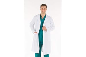 Gima - Camice Bianco da Uomo, 100% Cotone Alta Qualità, con Bottoni, Taglia Eu 50, Linea Professionale, per Medici e Studenti