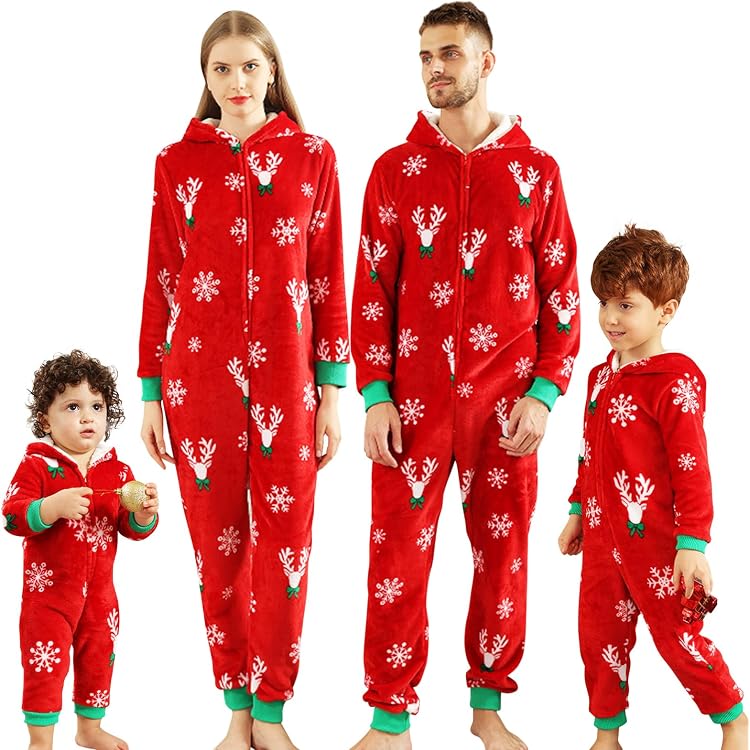 Produktbild von Duohropke Weihnachten Schlafanzug Familien Einteiler Jumpsuit
