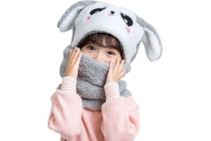 bolukets Enfant Ensemble de Bonnet Echarpe Filles hiver Chapeau Chapeau Tricoté Tour de Cou Chaud 2 in 1 thermique Hiver Accessoires Ensemble