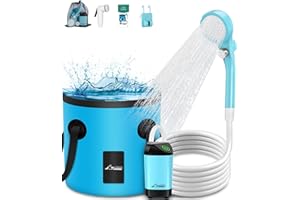 ‎WADEO WADEO Przenośny prysznic kempingowy do użytku na zewnątrz, mobilny prysznic zewnętrzny z głowicą prysznicową i wężem, na kemping, do podróży, ogrodu i mycia samochodu