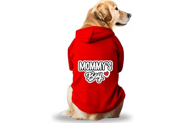 Pawsindia cotton Dog Hoodie Full Sleeves Winter Dress/Jacket/Apparel/Clothes/Jackets for All Dog Sizes & Puppies for Stylish & Cozy Keeps Dogs Warm Mommy's Boy Red 2X-Large, 1 Count