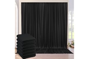 NSSONBEN 6×3 m Schwarz Fotowand Hintergrund Vorhang, 6 Platten 1,5×2,15m Faltenfreie Seide Polyester Geburtstag Hintergrund Fotografie, Hochzeit Party Babydusche Deko Kulissen Hintergründe Vorhänge