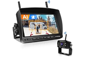 URVOLAX Trådlös Backkamera med AI-detektering och ljudlarm, 1080P FHD-parkeringssystemkit med 7-tums Skärm, Vattentät Backkam