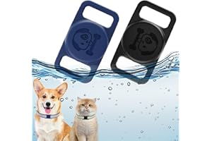 Mezrkuwr® 2 piezas Collar para perros Soporte de silicona Aplicable a Airtag, deslizable ligero impermeable Aplicable a Airtag Perro/Gato Accesorios para mascotas, Azul+Negro