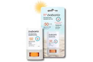 Babaria - Stick Solar Facial 50 |Protección Alta Con Aloe Y Manteca De Karité |Coral Friendly Y Biodegradable | Resistente Al Agua Y Al Sudor | Vegano | Stick Solar Niños,20g, El embalaje puede variar