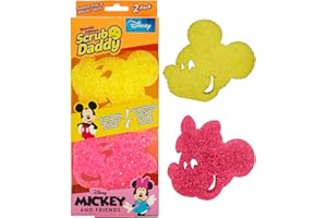 Scrub Daddy Disney Mickey Mouse & Minnie Mouse Pack Doble de esponjas para Fregar, Esponjas para Limpiar y Fregar, Estropajos de Cocina Que no Rayan con FlexTexture, Estropajo para Fregar Platos