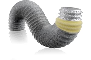 Hon&Guan ø75mm Lüftungsschlauch Schallgedämmter Wärmeisolierung Alu Flexrohr Länge 1,2m, Alu Flex-Schlauch für Klimaanlage, VMC Rohrventilator, Dieselheizung, Schornsteinrohr, Kamin, Grau (ø75mm*1,2m)