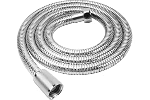 YEAUPE Stainless Steel 1.6m Shower Hose,Leakproof,All Copper Connectors,Universal Standard G1/2,Anti-Explosion and Anti-Kink,Replacement Pipe for Bathing Toilet Cleaning Pet Bathing,Chrome