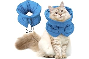 HTTDSLF Halskrause für Katzen Schutz, Einstellbarer Halskrause Katze Halsband, Weicher Atmungsaktiv Verstellbarer Halskragen, für Hunde und Kätzchen Verhindert das Lecken von Wunden, S (dunkelblau)