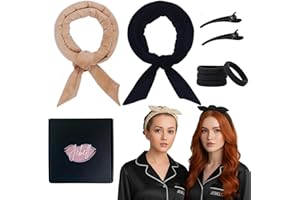 JEBELL Rizador de Pelo Sin Calor, Pack 2 rizadores de Pelo Terciopelo Premium para Rizos sin Calor, Ondas sin Calor, Rulos Pelo, Heatless Curls, Negro-Beig